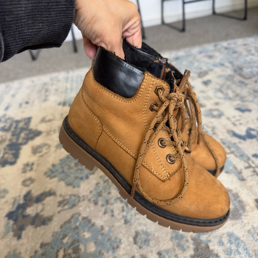 Zara Tan and Black Ankle Boots with Rugged Sole